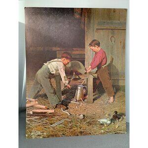 Vintage Litho Art Print "Force and Skills"  16x20 Signed CC Ward 1960s